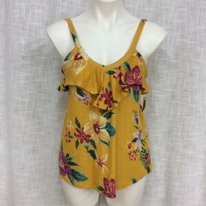 Old Navy XS Yellow Multicolored Floral Tank Top